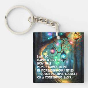 Law of Attraction Money Manifestation Quote Wealth Key Ring