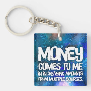 Law of Attraction Money Manifestation Quote Wealth Key Ring