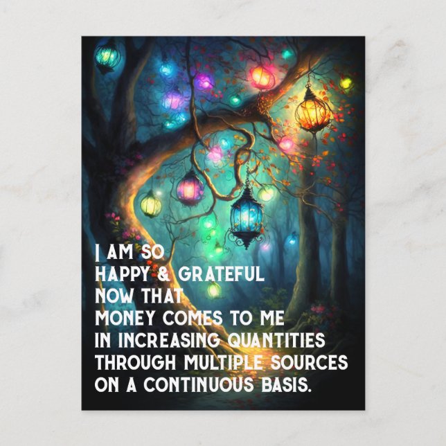 Law of Attraction Money Manifestation Quote Wealth Postcard (Front)
