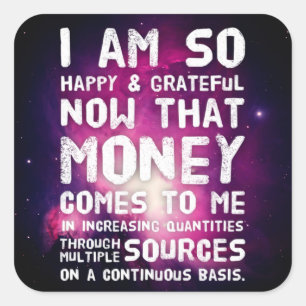 Law of Attraction Money Manifestation Quote Wealth Square Sticker