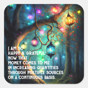 Law of Attraction Money Manifestation Quote Wealth Square Sticker