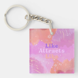 Law of Attraction Motivational Inspirational Pink Key Ring