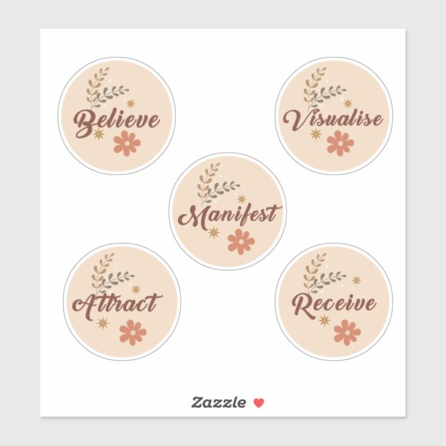 Law of Attraction-Positive Words- Pack of 5 Boho (Sheet)