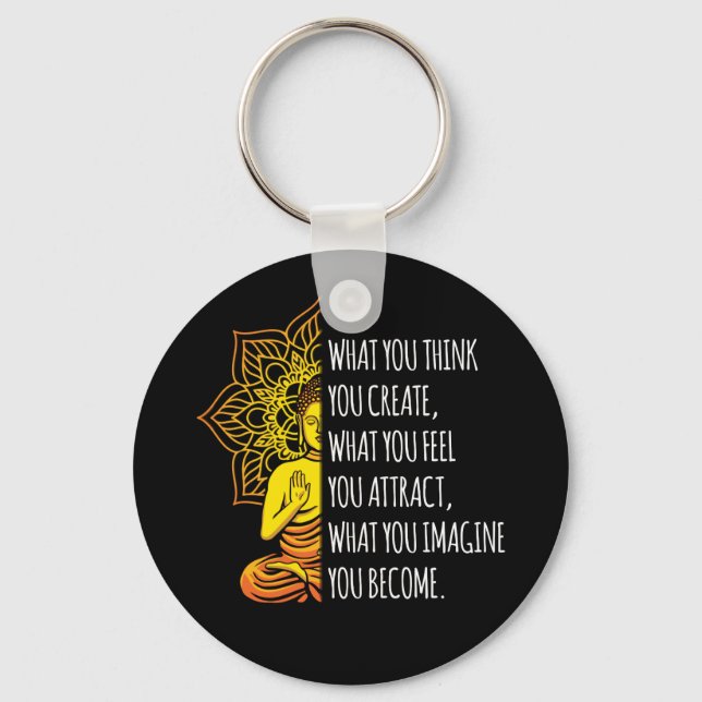 Law Of Attraction Spiritual Buddha Meditation Key Ring (Front)