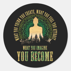 Law Of Attraction Spiritual Buddha Meditation Yoga Classic Round Sticker