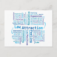 Law of Attraction Word Cloud in Blue Colours
