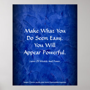 Law Of Wealth Power Appear Powerful Blue Poster