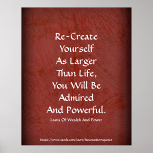 Law Of Wealth Power Re-Create Yourself Red Poster
