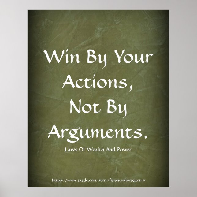 Law Of Wealth Power Win By Your Actions Green Poster (Front)