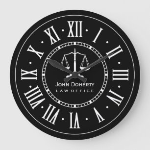 LAW OFFICE   Classic Black & White Large Clock