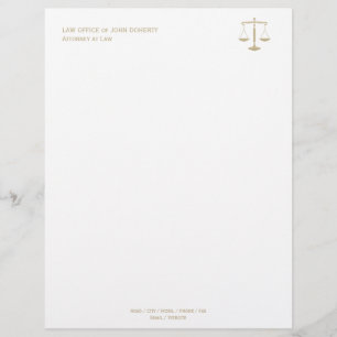 LAW OFFICE   Classic Scales Of Justice Custom Letterhead