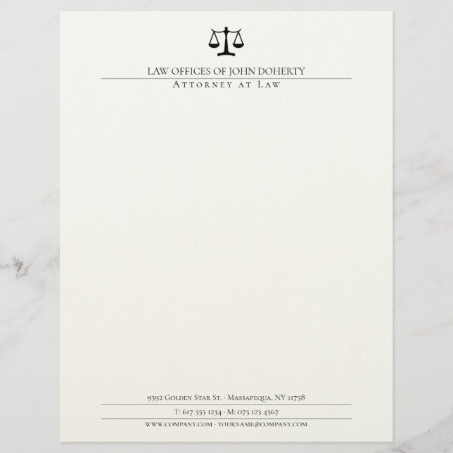LAW OFFICE | Elegant Custom Letterhead (Front)