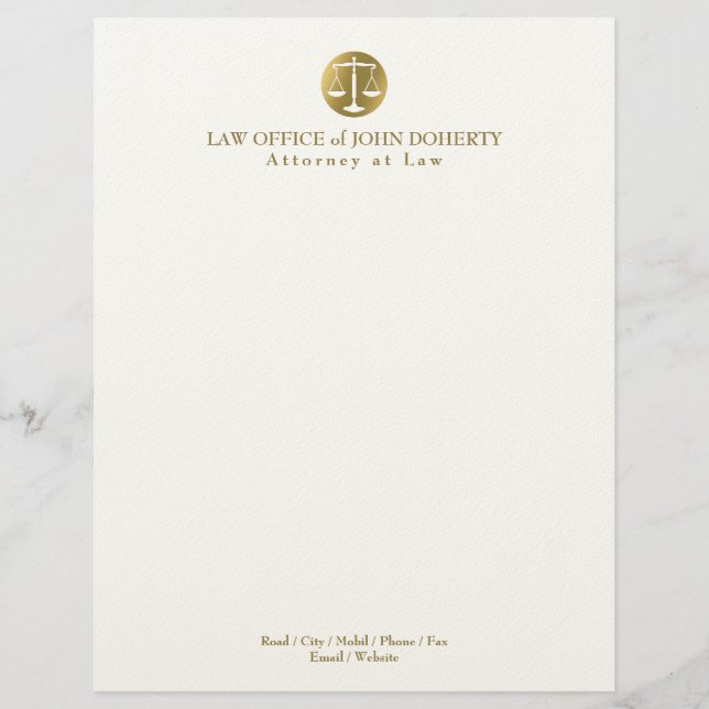 LAW OFFICE | Elegant Gold Custom Letterhead (Front)