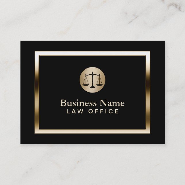 Law Office Modern Gold Border Attorney Lawyer Business Card (Front)