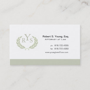 Law Offices Attorney Lawyer Laurel Wreath Monogram Business Card
