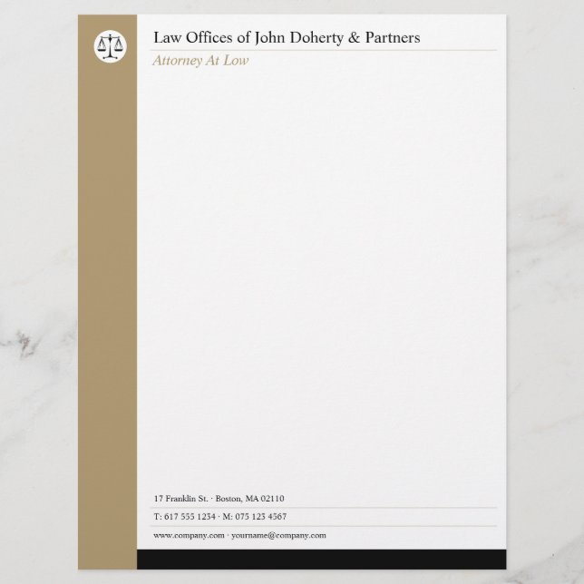 LAW OFFICES | Lawyer Custom Letterhead (Front)