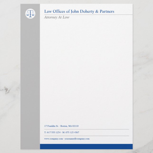 LAW OFFICES | Lawyer Custom Letterhead (Front)