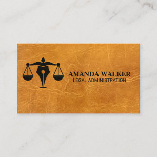 Law Pen Logo   Light Brown Leather Business Card