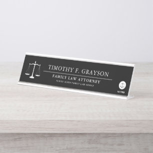 Law Professional Personalised Black  Desk Name Plate