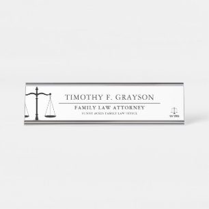 Law Professional Personalized White Desk Name Plat Plate
