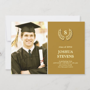 LAW-rel Wreath Law Graduation Photo Invitation