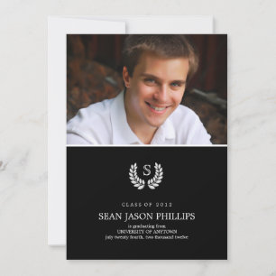 Law-rel Wreath Monogram Law Graduation Invitation