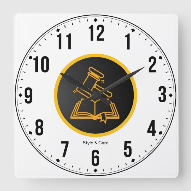 Law related Smart Look Style & Care Square Wall Clock (Front)