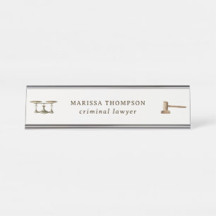 Law Scales Gavel Legal Antique Custom Name Desk Name Plate