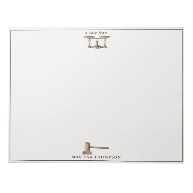 Law Scales Gavel Legal Antique Custom Name Notepad (Front)