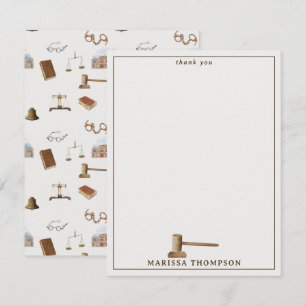 Law Scales Gavel Legal Antique Custom Name Thank You Card