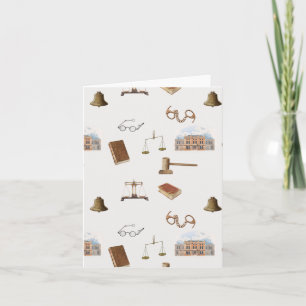 Law Scales Gavel Legal Antique Pattern Card