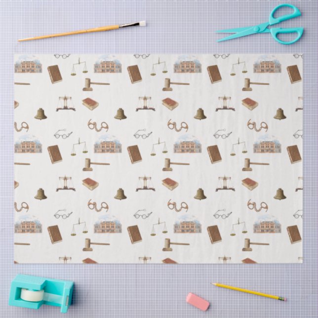 Law Scales Gavel Legal Antique Pattern Tissue Paper (Craft)