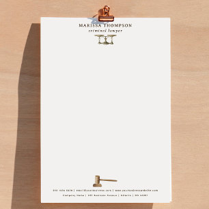 Law Scales Gavel Legal Antique Professional Custom Letterhead