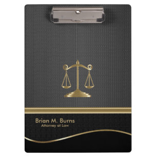 Law   Scales of Justice   Lawyer - Gold and Black Clipboard