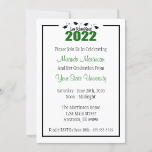 Law School 2022 Graduation Invite (Green Caps)