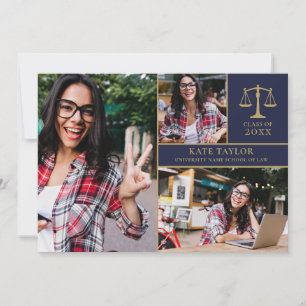 Law School 3 Photo Collage Graduation Party Invita Invitation