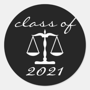 Law School Class Of 2021 (Black Scales Of Justice) Classic Round Sticker
