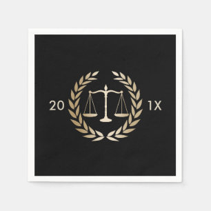 Law School Gold Scales of Justice Graduation Party Napkin