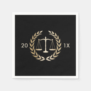 Law School Gold Scales of Justice Graduation Party Napkin