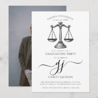 Law School Gold Script Photo Black Graduation