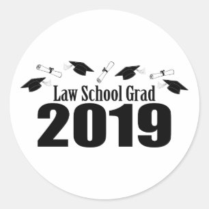 Law School Grad 2019 Caps And Diplomas (Black) Classic Round Sticker