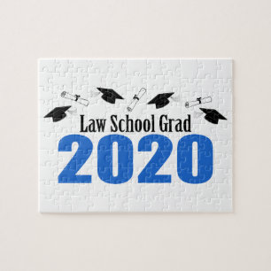 Law School Grad 2020 Caps And Diplomas (Blue) Jigsaw Puzzle
