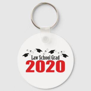Law School Grad 2020 Caps And Diplomas (Red) Key Ring