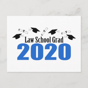 Law School Grad 2020 Postcard Invite (Blue Caps)
