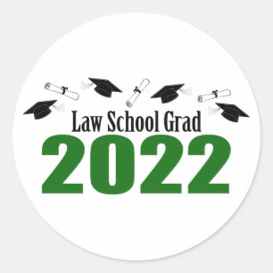 Law School Grad 2022 Caps And Diplomas (Green) Classic Round Sticker