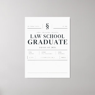 Law School Graduate 2026 Custom Name Canvas Print