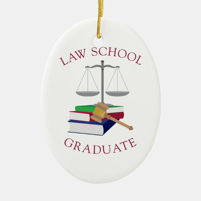 Law School Graduate Ceramic Tree Decoration (Front)