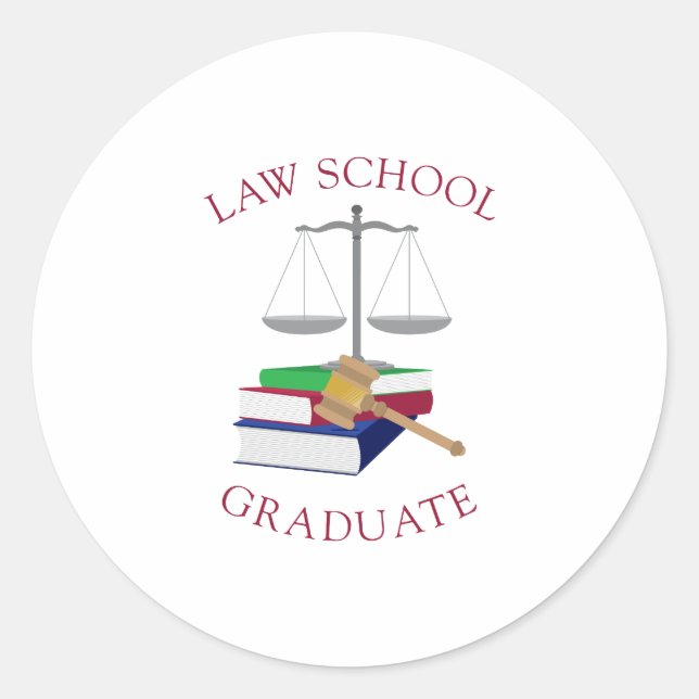 Law School Graduate Classic Round Sticker (Front)