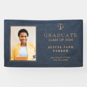 Law school graduate navy gold graduation banner
