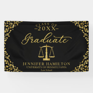 Law School Graduation Banner Black and Gold